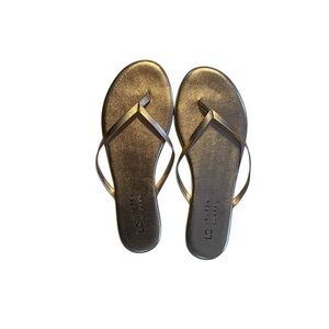 NWOT LC Lauren Conrad Gold Women's Flip Flop Sandals size 6